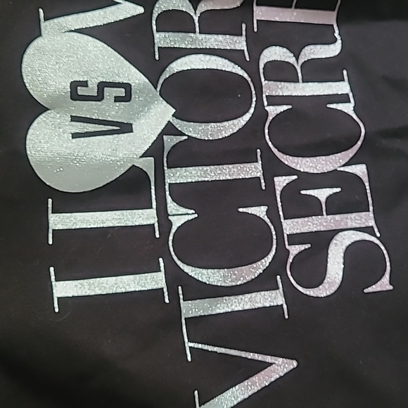 Victoria’s Secret | XL Tote Bag I Love VS Black Pink Striped | Zipper to close - Picture 5 of 14